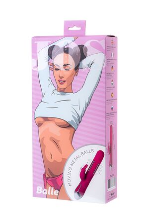 Розовый вибратор с клиторальным стимулятором Balle - 23 см.